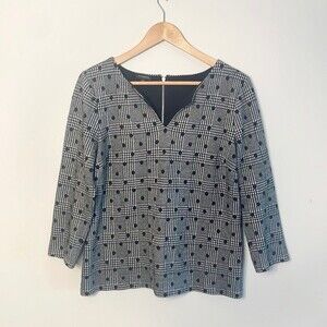 Talbots Notch Neck Polka Dot Top Medium